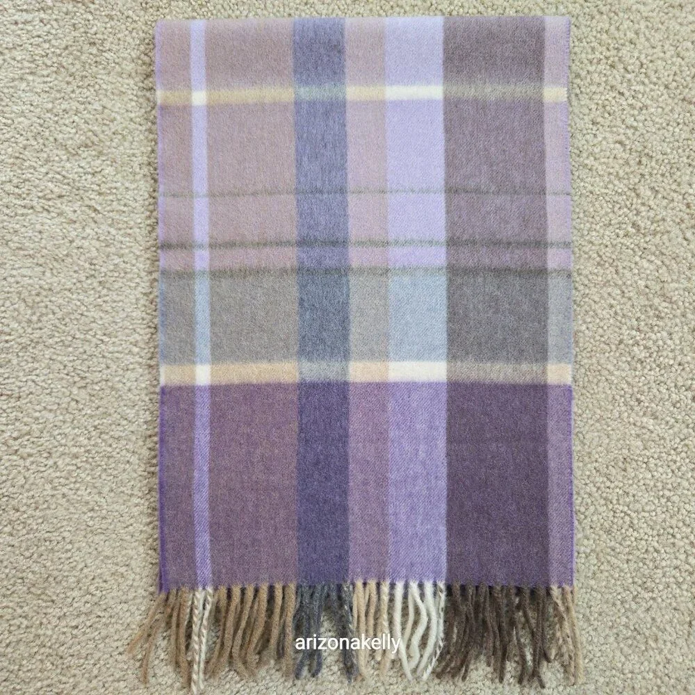 Luxurious Cashmere Scarf Purple Plaid Thick Plush